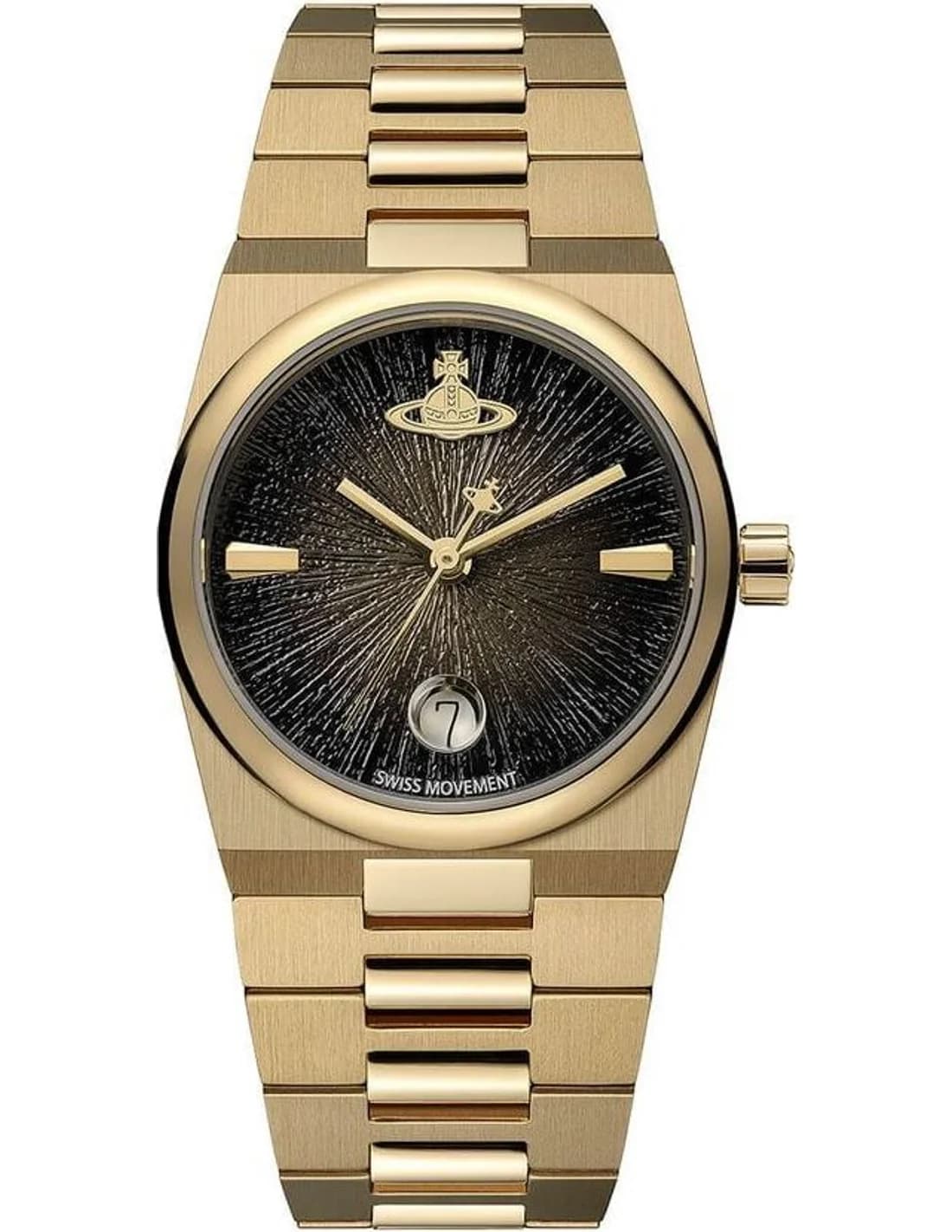 Vivienne Westwood Hoxton VV332MTGD, montre femme noir et or, design urbain intemporel