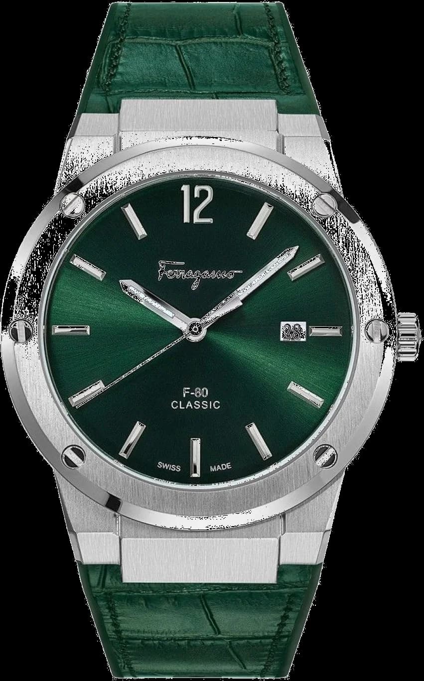 Salvatore Ferragamo SFDT00119 montre homme, cadran vert sur bracelet silicone vert