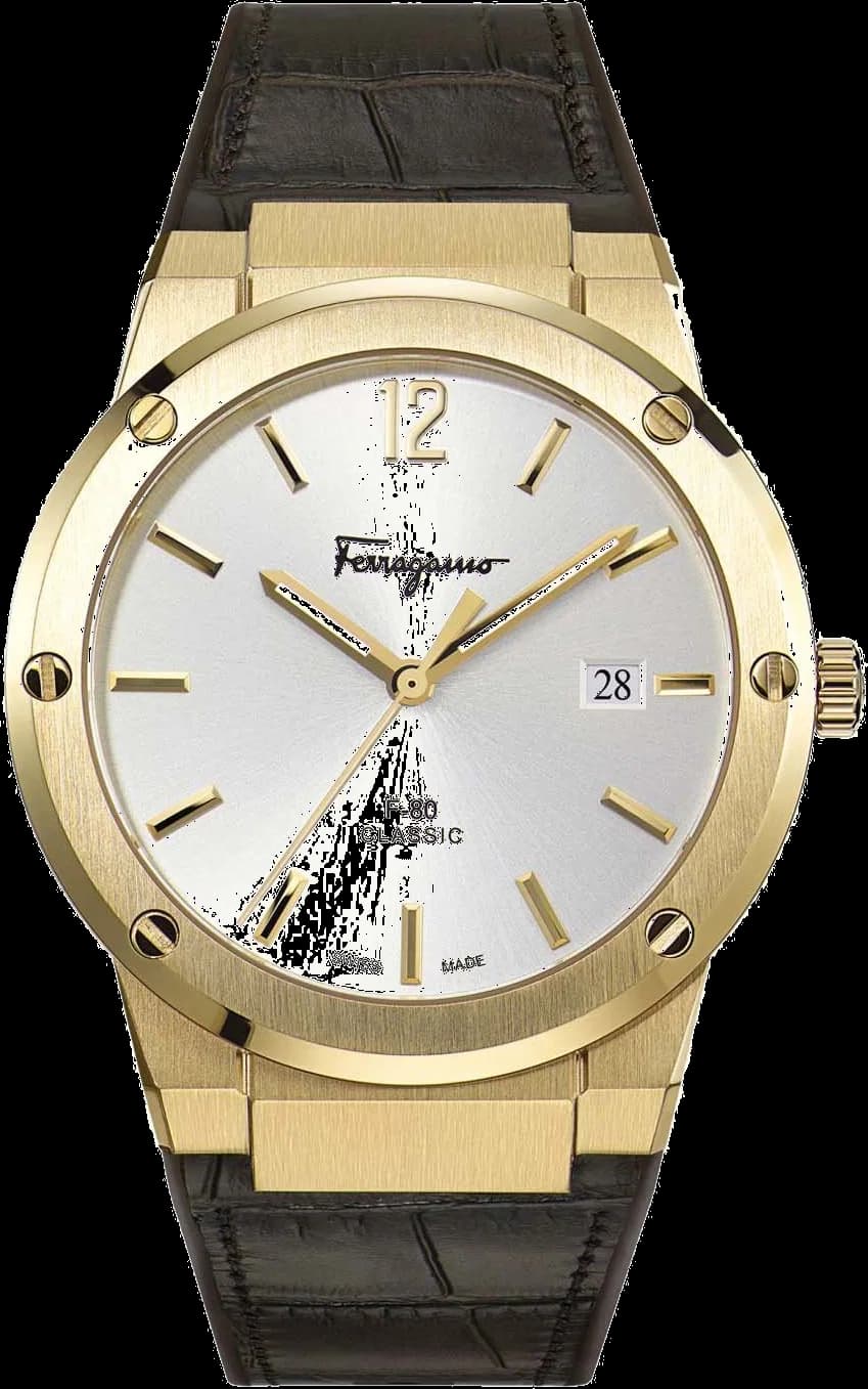 Salvatore Ferragamo SFDT00419 montre homme, cadran blanc avec bracelet cuir marron