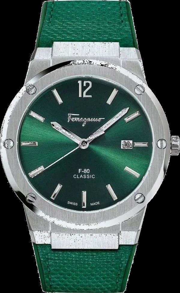 Salvatore Ferragamo SFDT00519 montre homme, cadran vert sur bracelet silicone vert