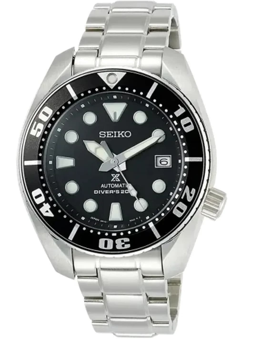 Montre Seiko SBDC031J1 Diver's Submariner en acier avec cadran noir et verre saphir
