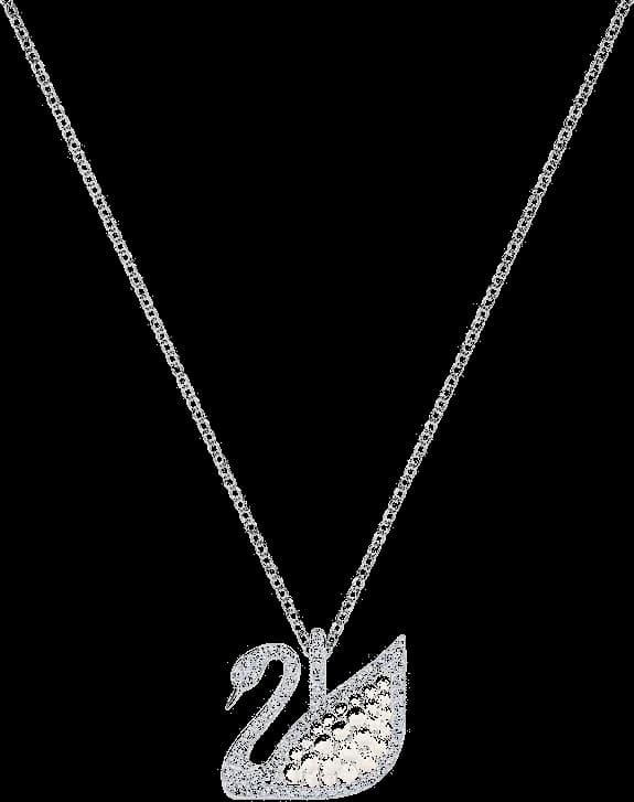 Swarovski 5411791 montre femme, collier cygne avec perles et cristaux blancs