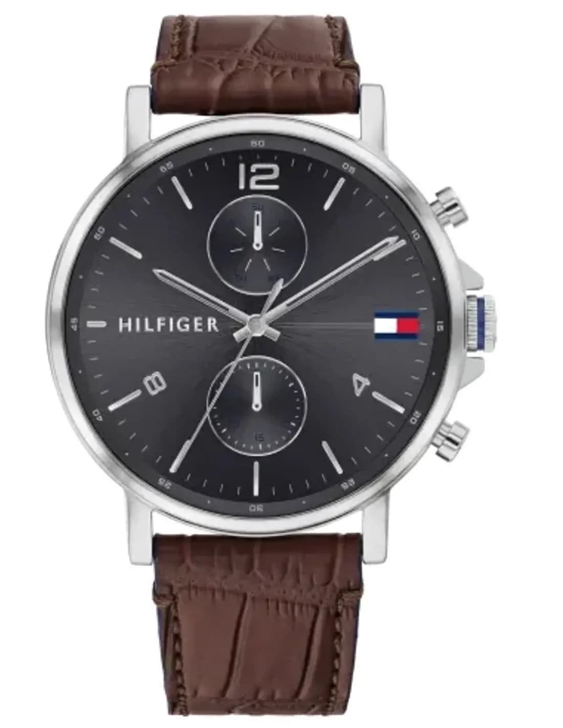 Tommy Hilfiger 1710416 Stainless Steel Watch with Brown Leather Strap