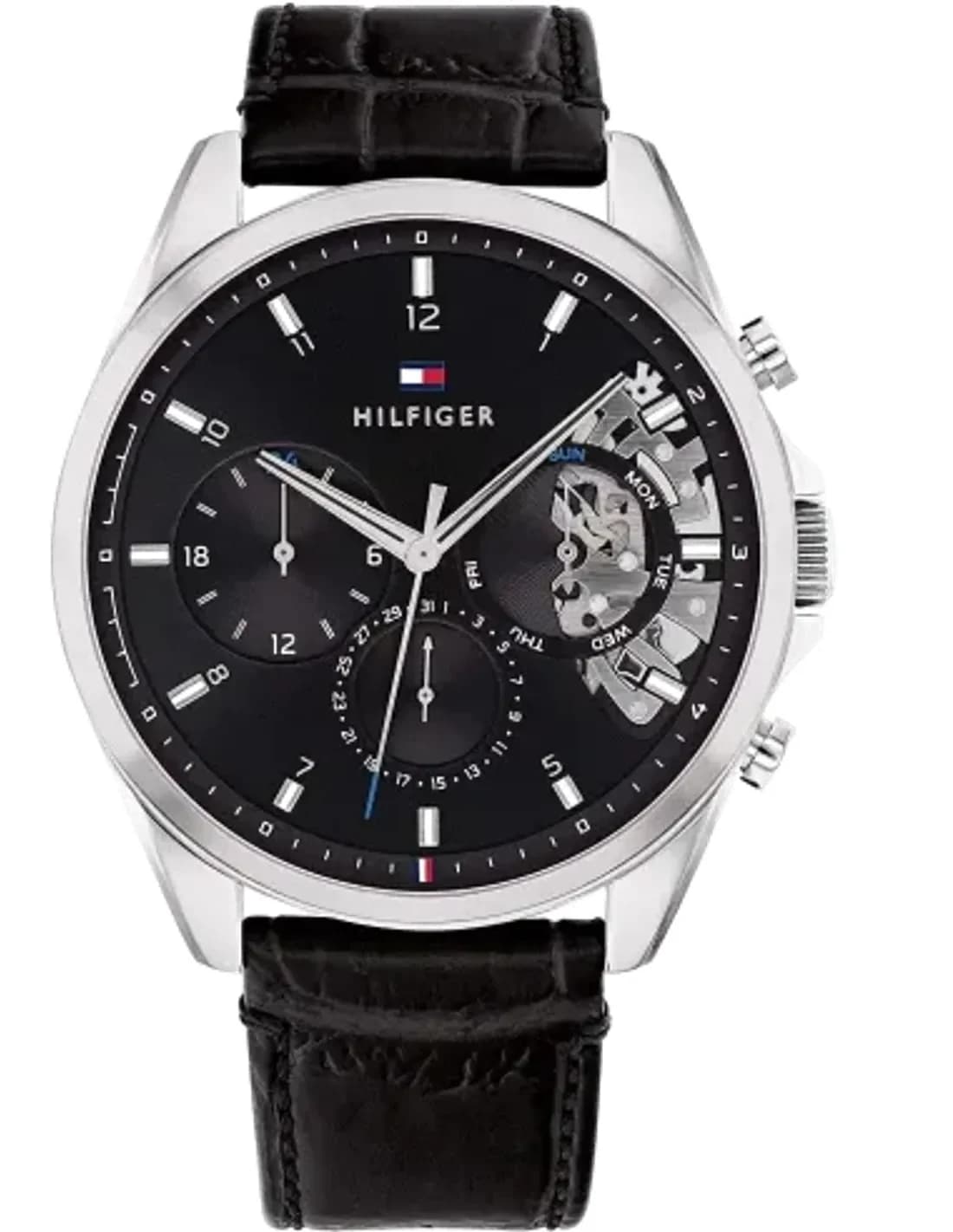 Montre Tommy Hilfiger 1710449 Squelette en Acier Doré et Cuir Noir