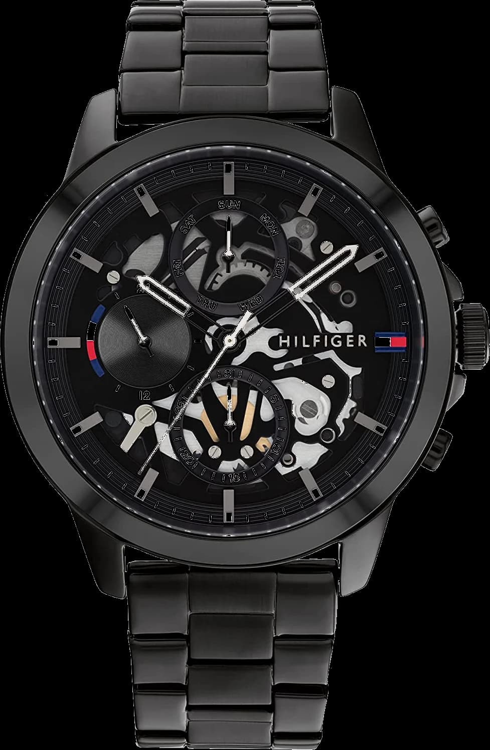 Tommy Hilfiger 1710478 montre homme, squelette noir sur acier