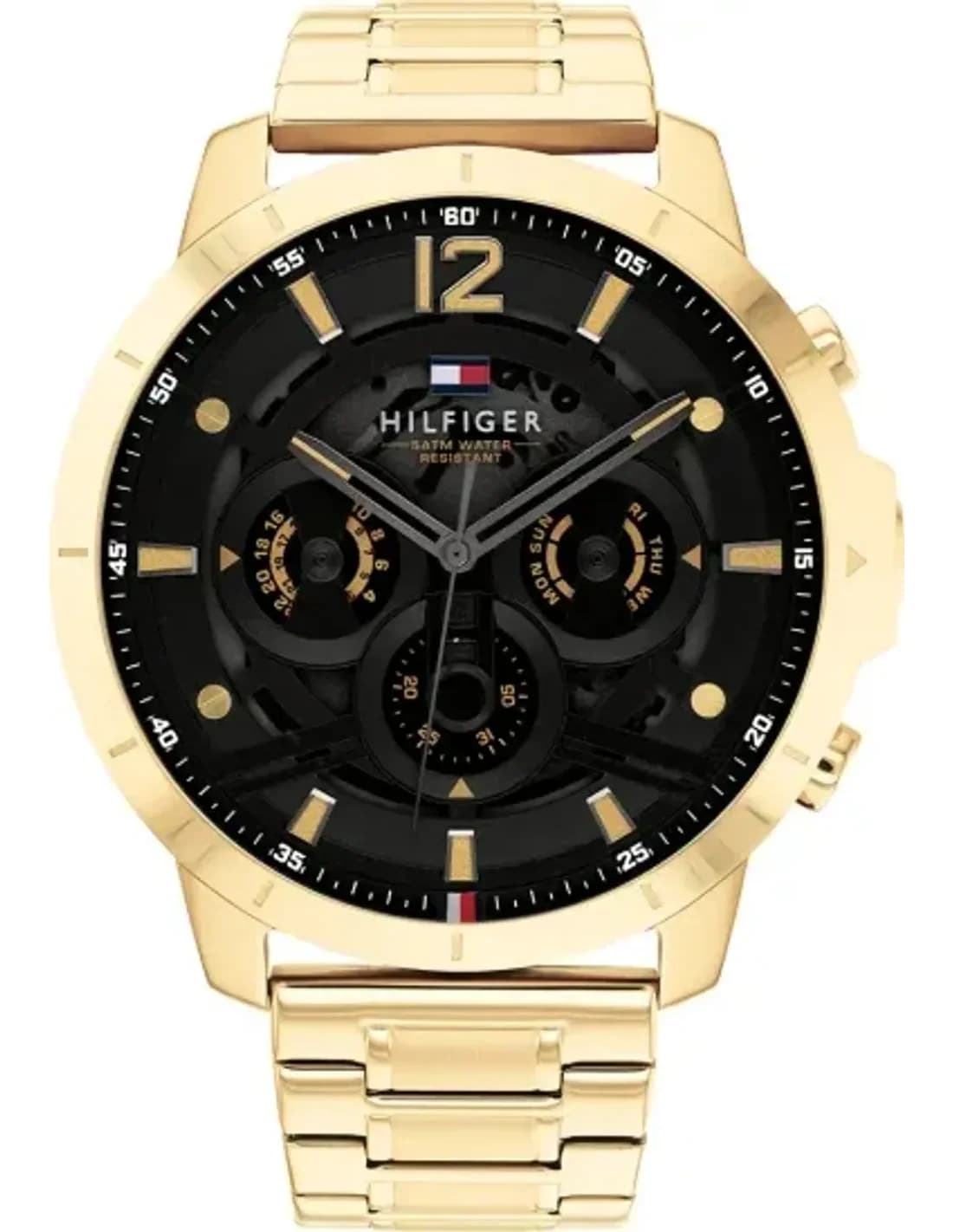 Montre Tommy Hilfiger 1710511 Luca en acier doré cadran champagne multifonctions