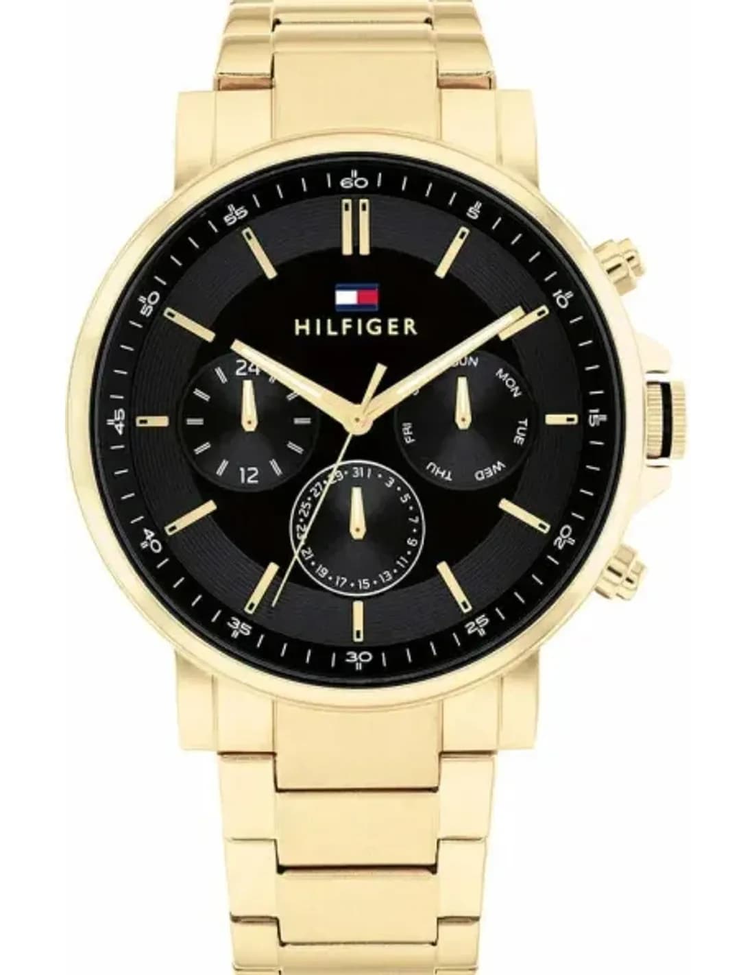 Montre Tommy Hilfiger 1710589 Tyson en Acier Doré et Cadran Noir Multifonctions
