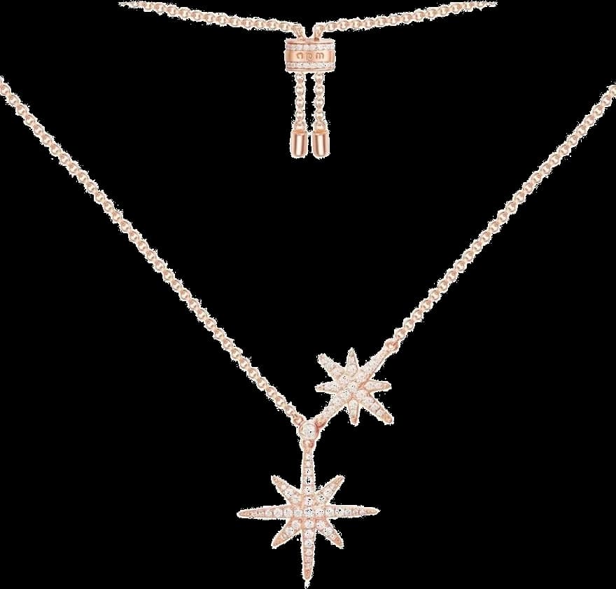 Collier ajustable étoiles APM Monaco Double Météorites plaqué or rose