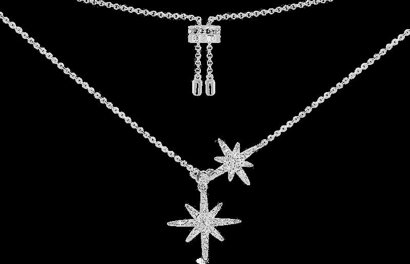 Collier ajustable APM Monaco doubles étoiles météorites en argent 925