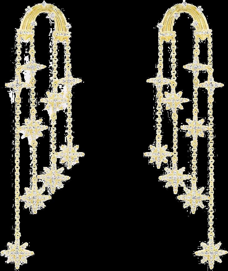 Boucles d'oreilles APM Monaco météorites longues en métal plaqué or jaune