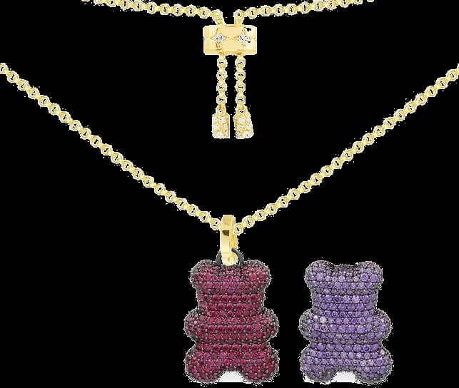 Collier APM Monaco ajustable Yummy Bear Valentin motif ourson pavé de cristaux