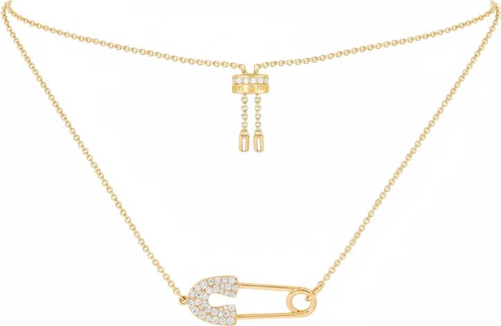 Collier APM Monaco ajustable épingle à nourrice plaqué or incrusté de cristaux