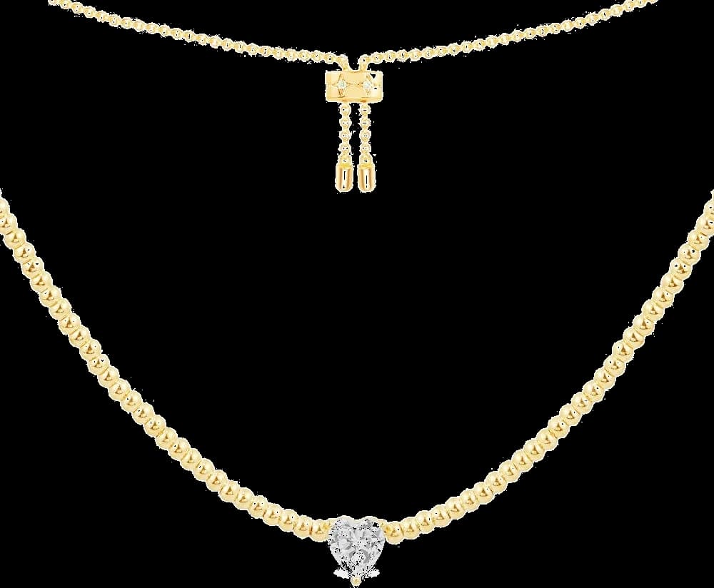 Collier APM Monaco ajustable coeur en cristal plaqué or jaune