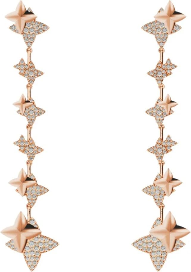 Boucles d'oreilles APM Monaco Drop météorites pendantes plaqués or rose 18 carats
