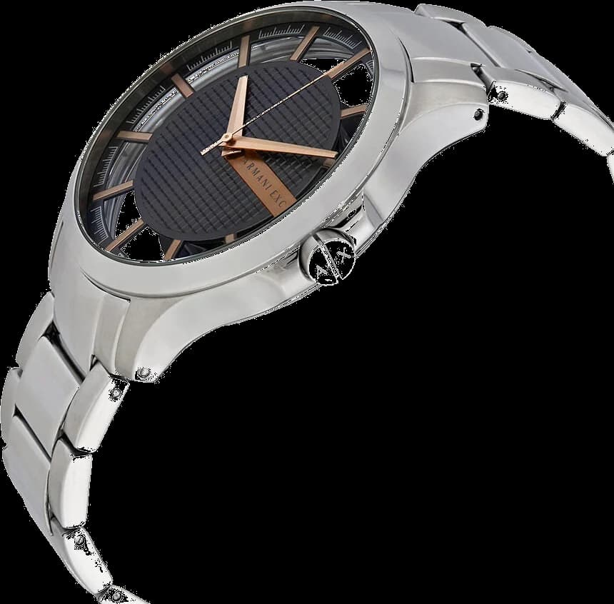 Armani Exchange Hampton AX2199 Transparent Dial Stainless Steel Bracelet Watch vue 3