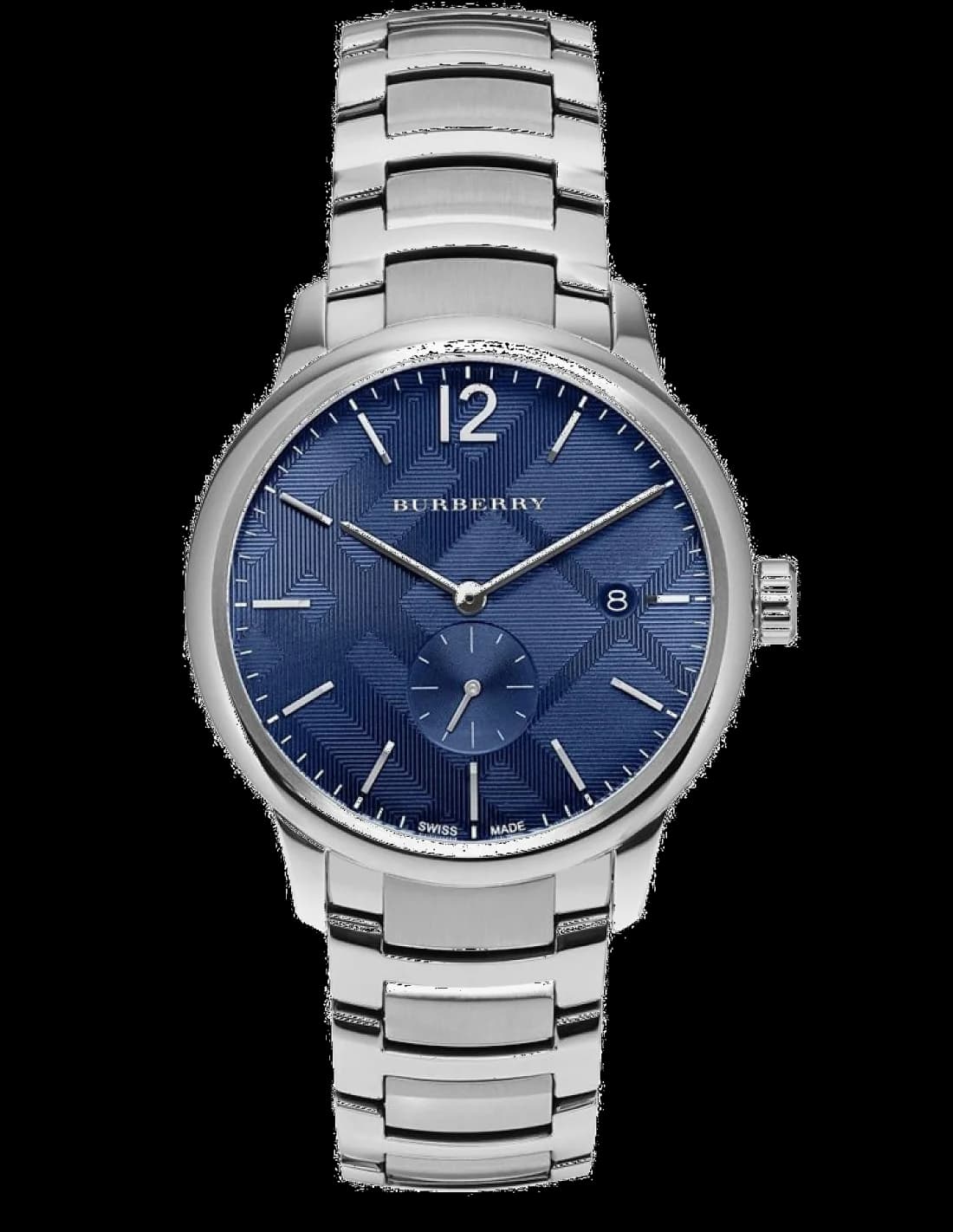 Burberry BU10007 — montre homme acier bleu — bracelet maillons boucle déployante