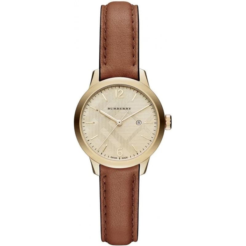Women's Watch Burberry BU10101 Classic Round Brown Leather and Gold Dial