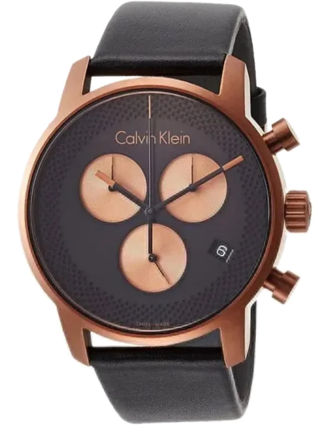 Calvin Klein City K2G17TC1 Quartz Chronograph Black Dial Black Leather Strap Men’s Watch
