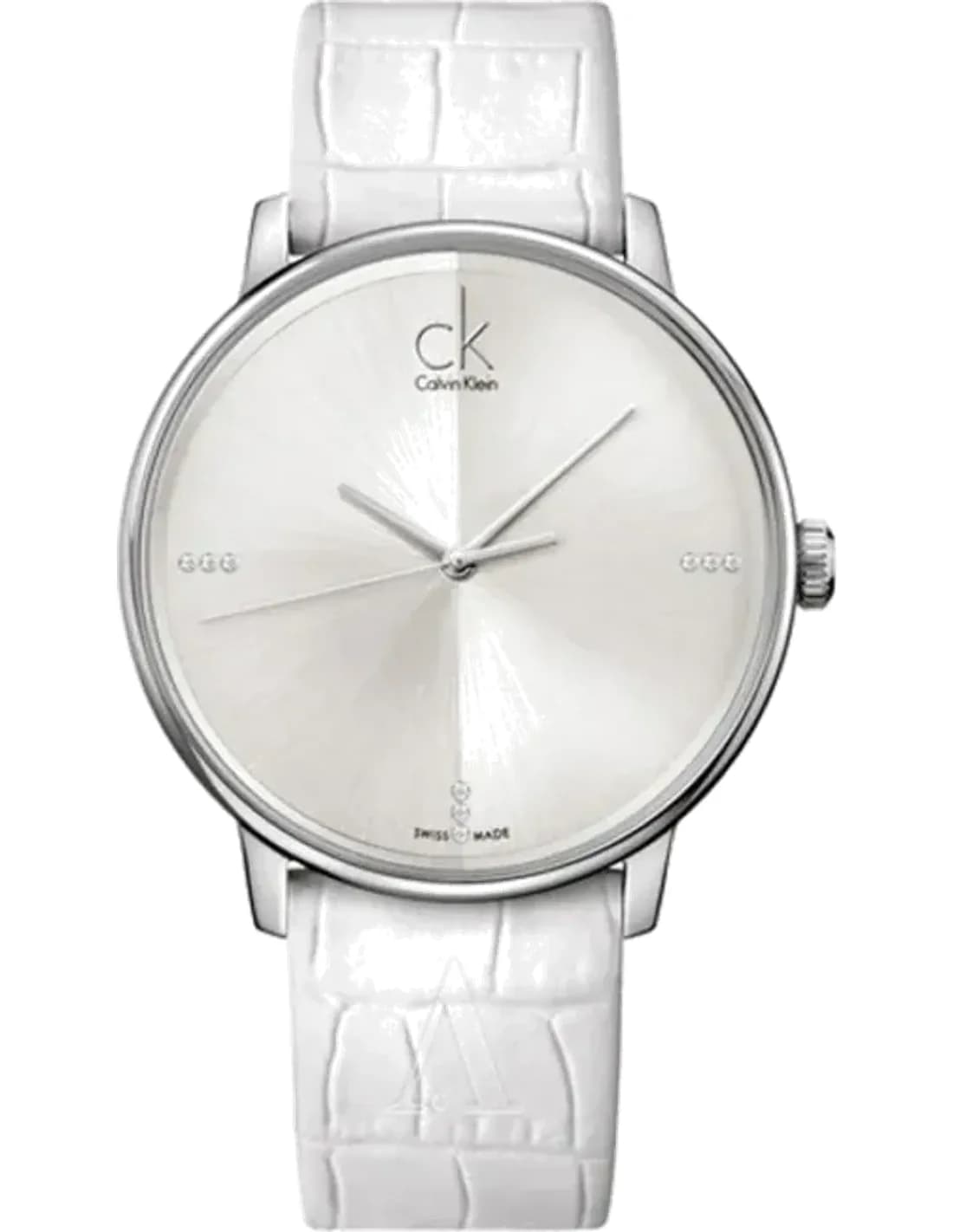 Montre Homme Calvin Klein K2Y2X1KW Accent en Cuir Blanc et Diamants
