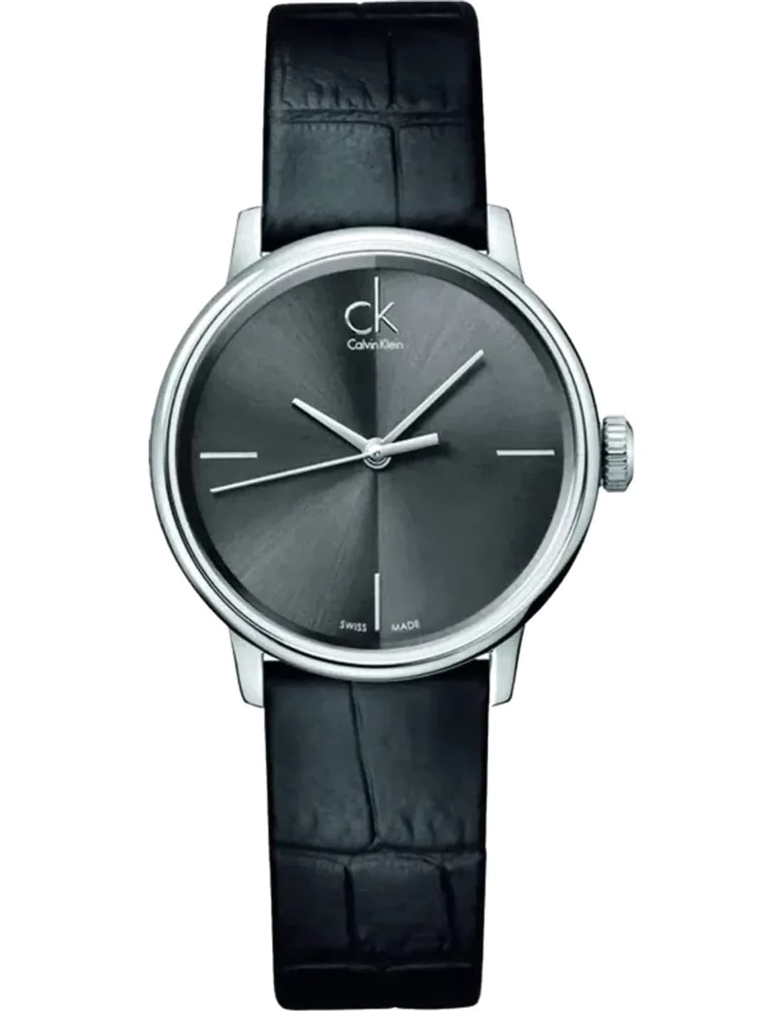 Calvin Klein Accent K2Y2Y1C3 Quartz Grey Dial Black Leather Strap Women’s Watch