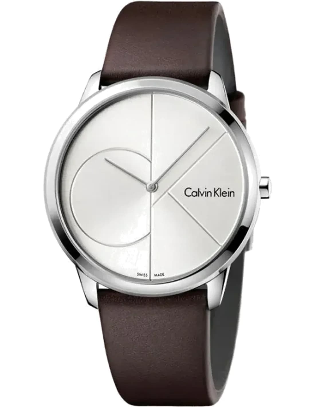 Calvin Klein Minimal K3M211G6 quartz silver dial brown leather strap men’s watch