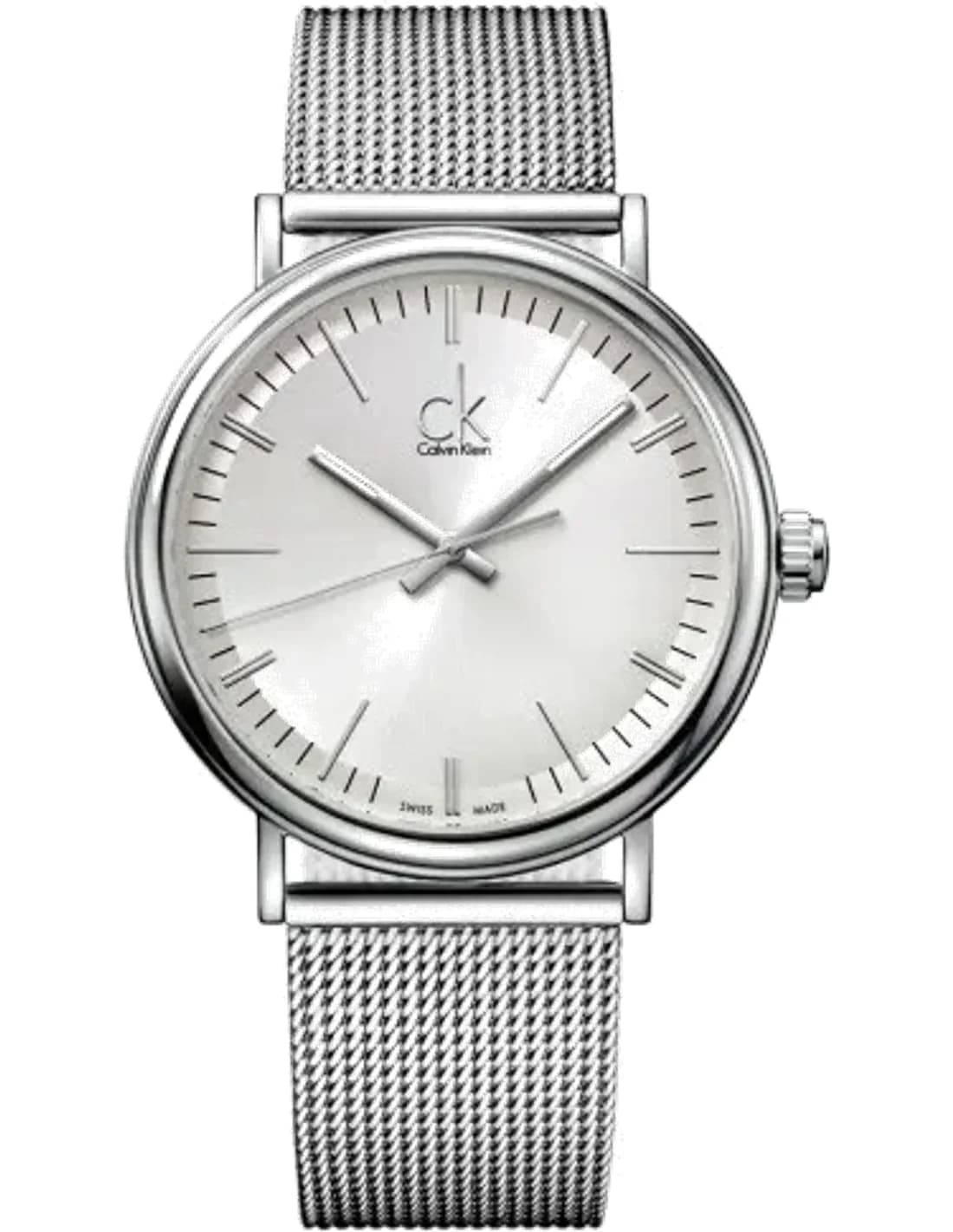 Calvin Klein Surround K3W21126 quartz silver dial silver stainless steel mesh bracelet men’s watch