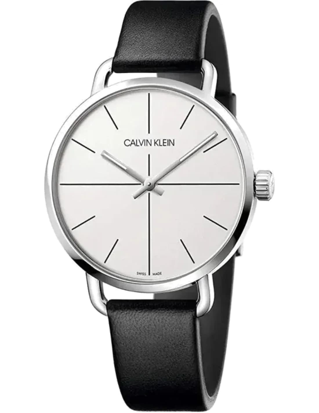 Montre Homme Calvin Klein Even K7B211CY quartz cadran argenté bracelet cuir noir