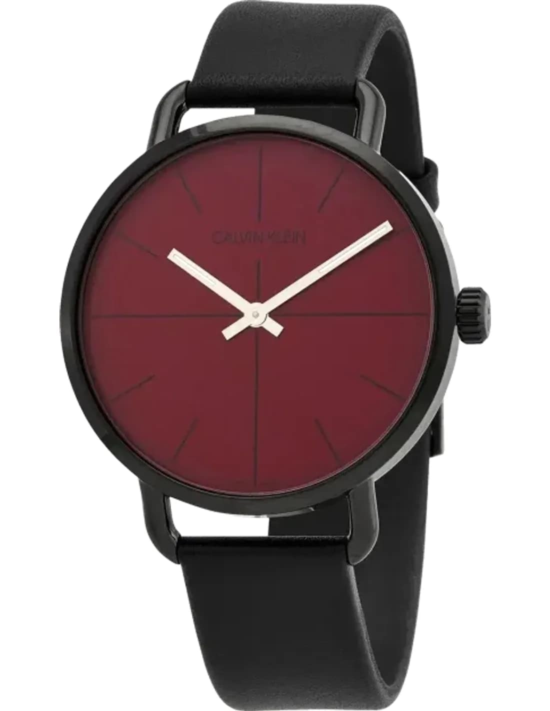 Montre Homme Calvin Klein Even K7B214CP quartz cadran rouge bracelet cuir noir