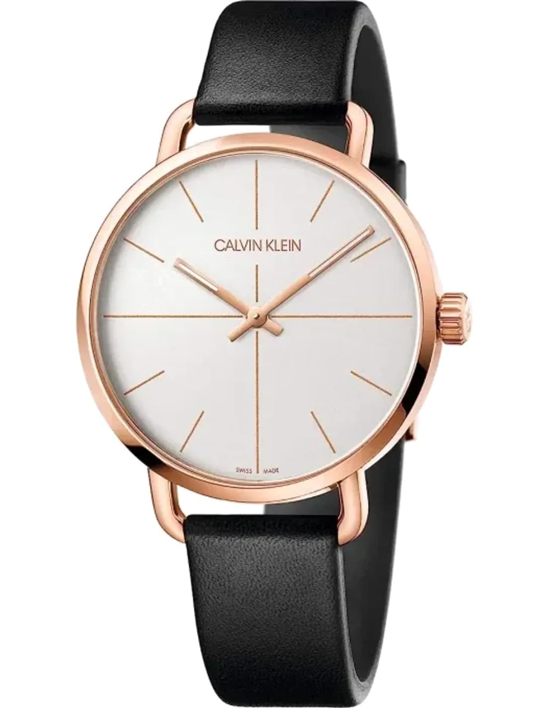 Calvin Klein Even K7B216C6 quartz white dial black leather strap men’s watch