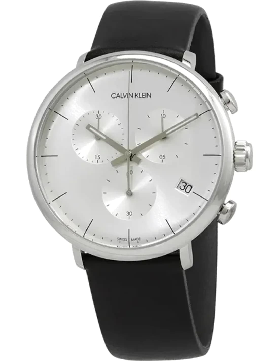 Calvin Klein High Noon K8M271C6 Chronograph silver dial black leather strap men’s watch