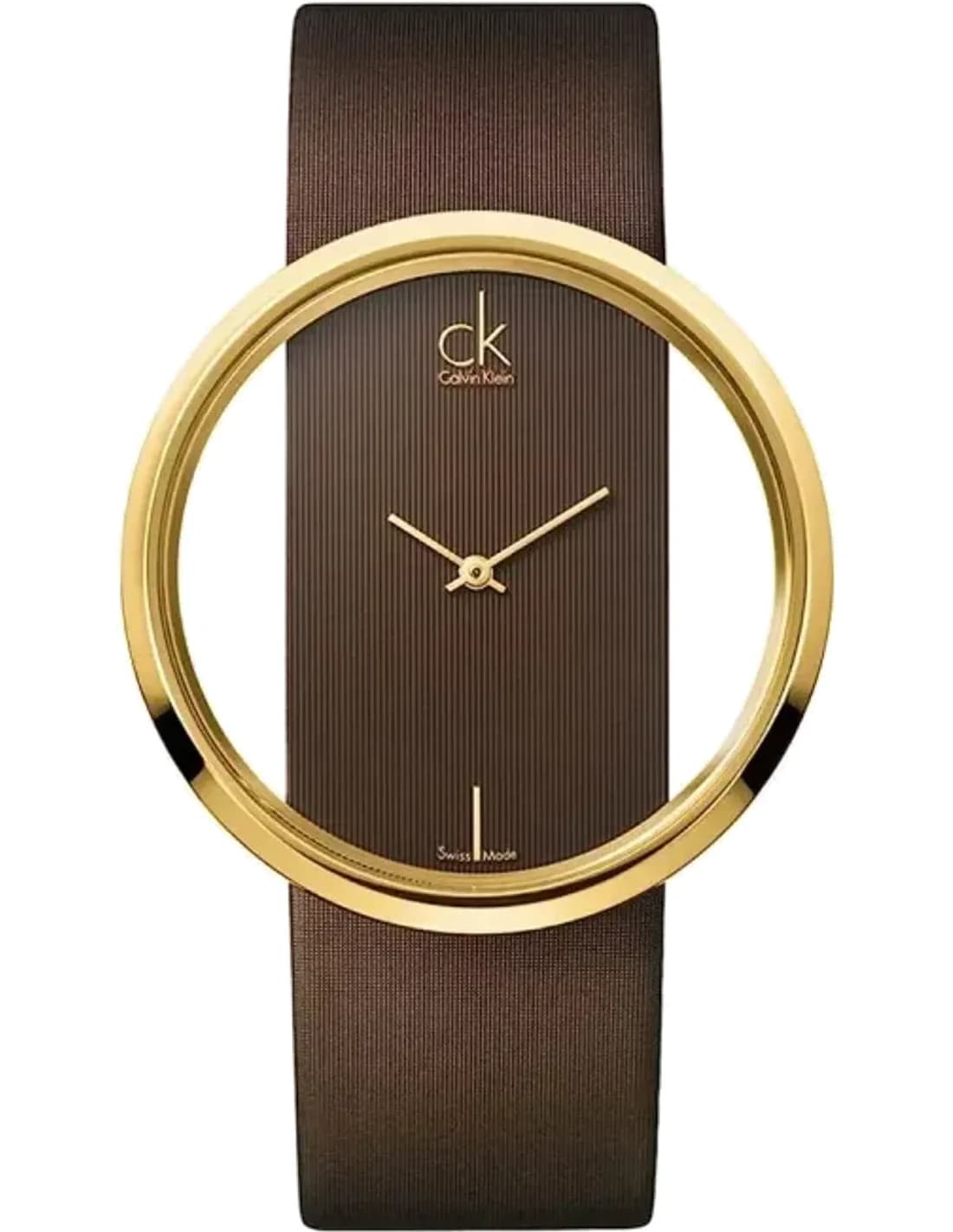Montre Femme Calvin Klein Glam K9423503 quartz cadran marron bracelet cuir/tissu marron