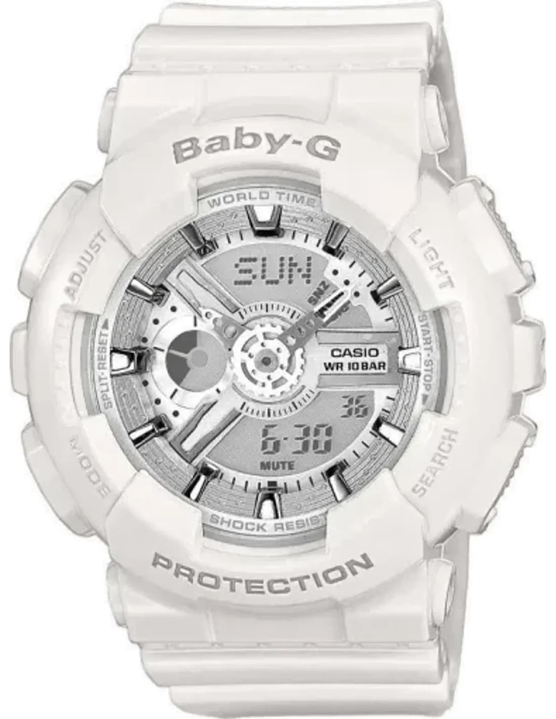 Montre Femme Casio Baby-G BA-110-7A3ER Bracelet blanc en résine et cadran argenté