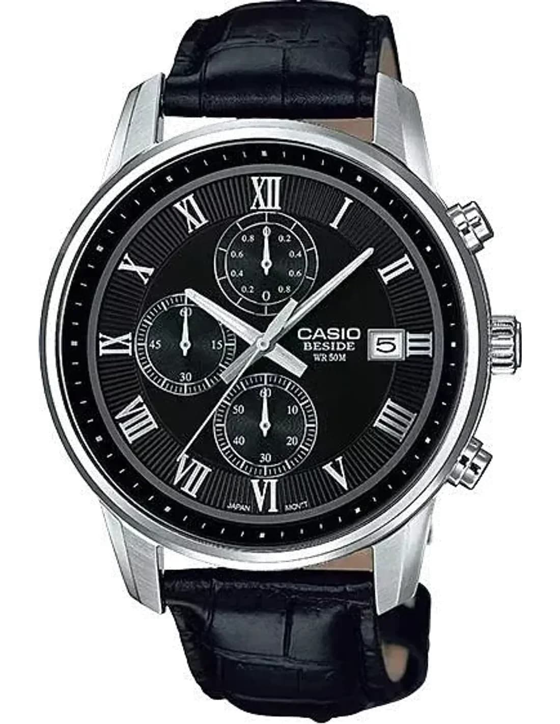 Montre Homme Casio Collection BEM-511L-1AVEF Index argentés et bracelet aspect croco noir
