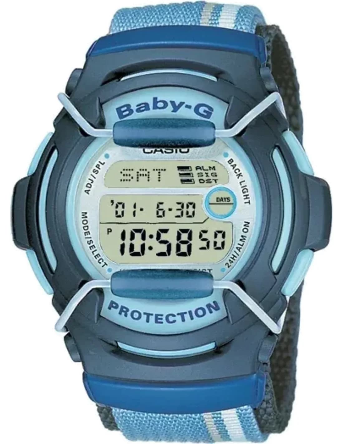 Montre Femme Casio Baby-G BG-166V-2VER Bracelet Tissu Bleu