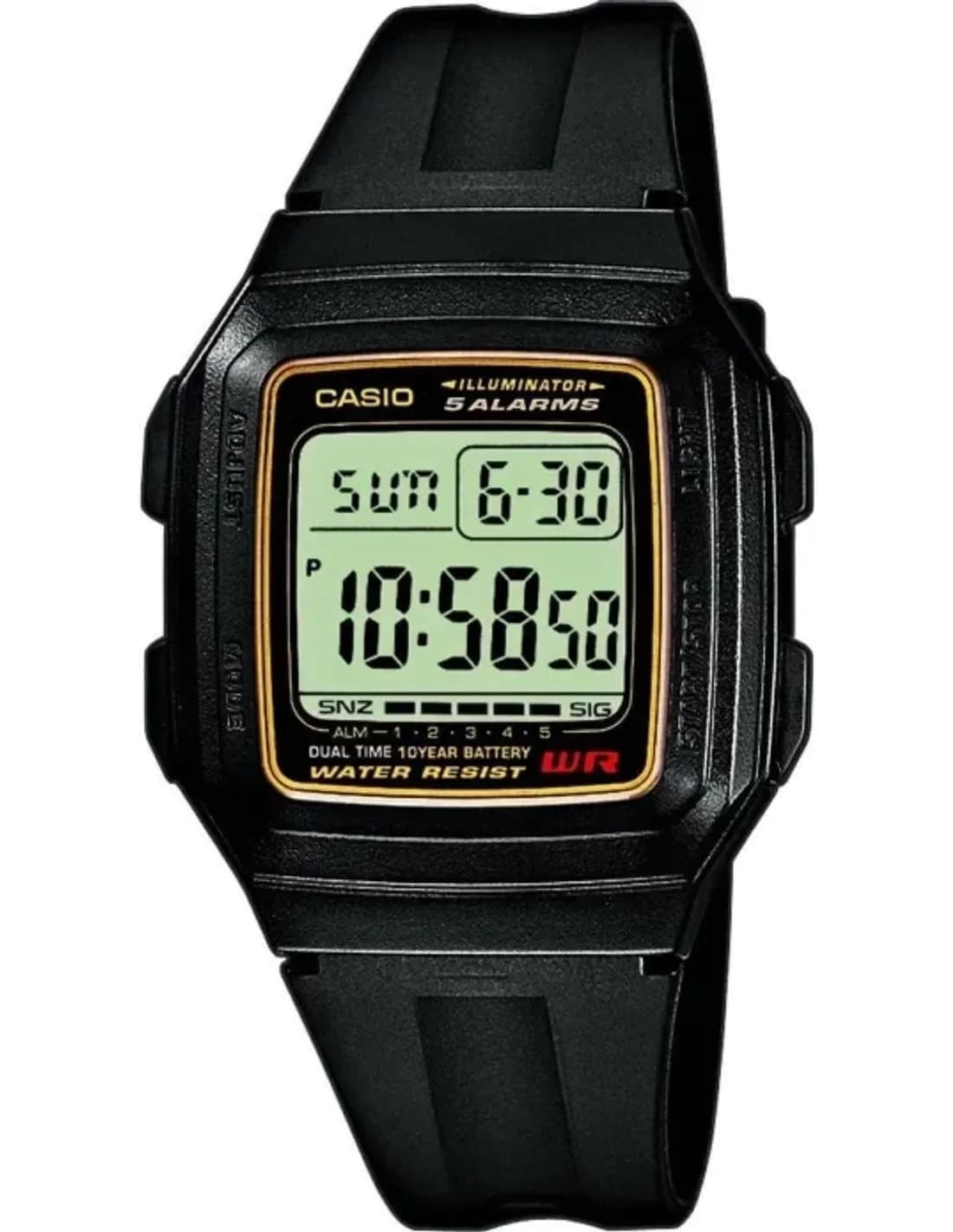 Montre Homme Casio Collection F-201WA-9AEF Bracelet Résine Noir