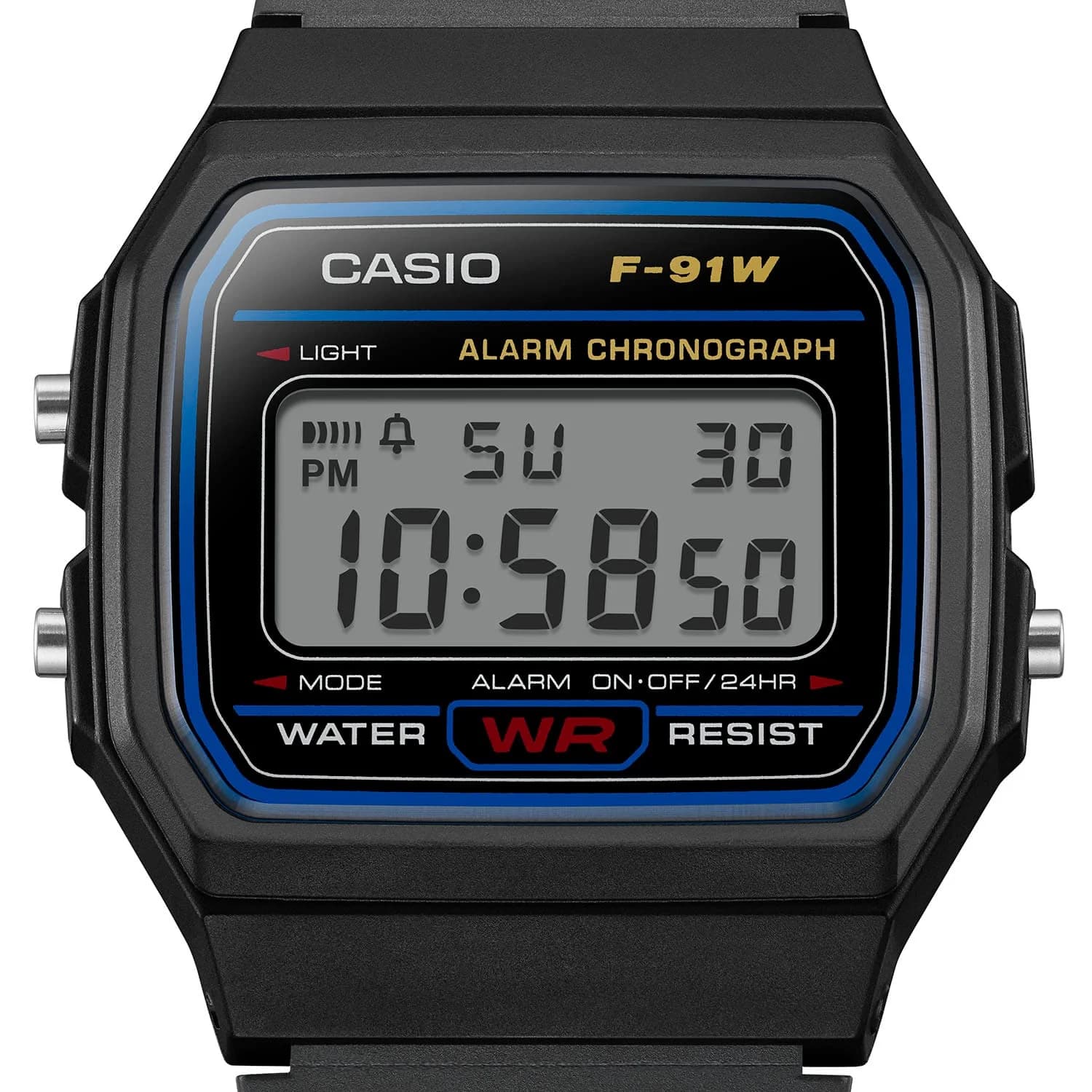 Montre Casio F-91W-1YEF unisexe vue de profil