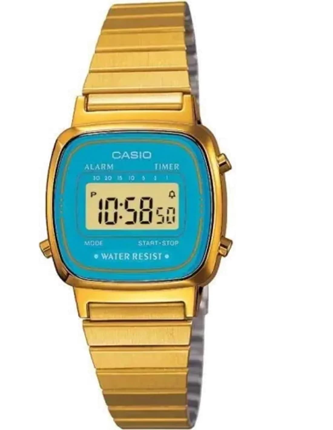 Montre Casio LA670WEGA-2EF Acier Doré et Cadran Turquoise