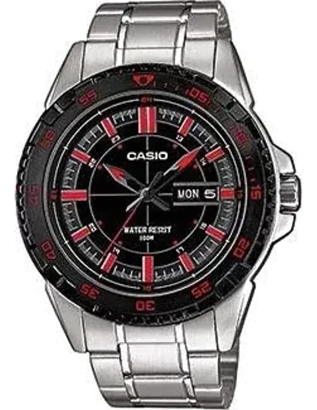 Montre Homme Casio Collection MTD-1078D-1A1VEF Bracelet En Acier Inoxydable et index rouges
