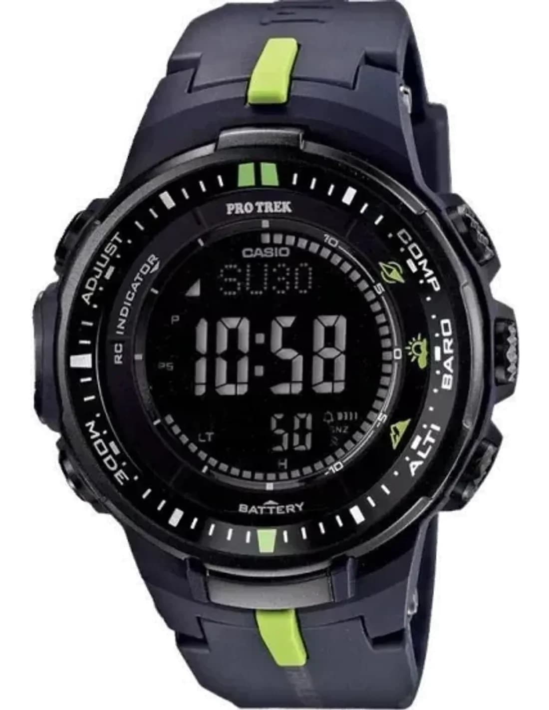 Montre Homme Casio Pro Trek Triple Sensor PRW-3000-2ER Bracelet noir en résine