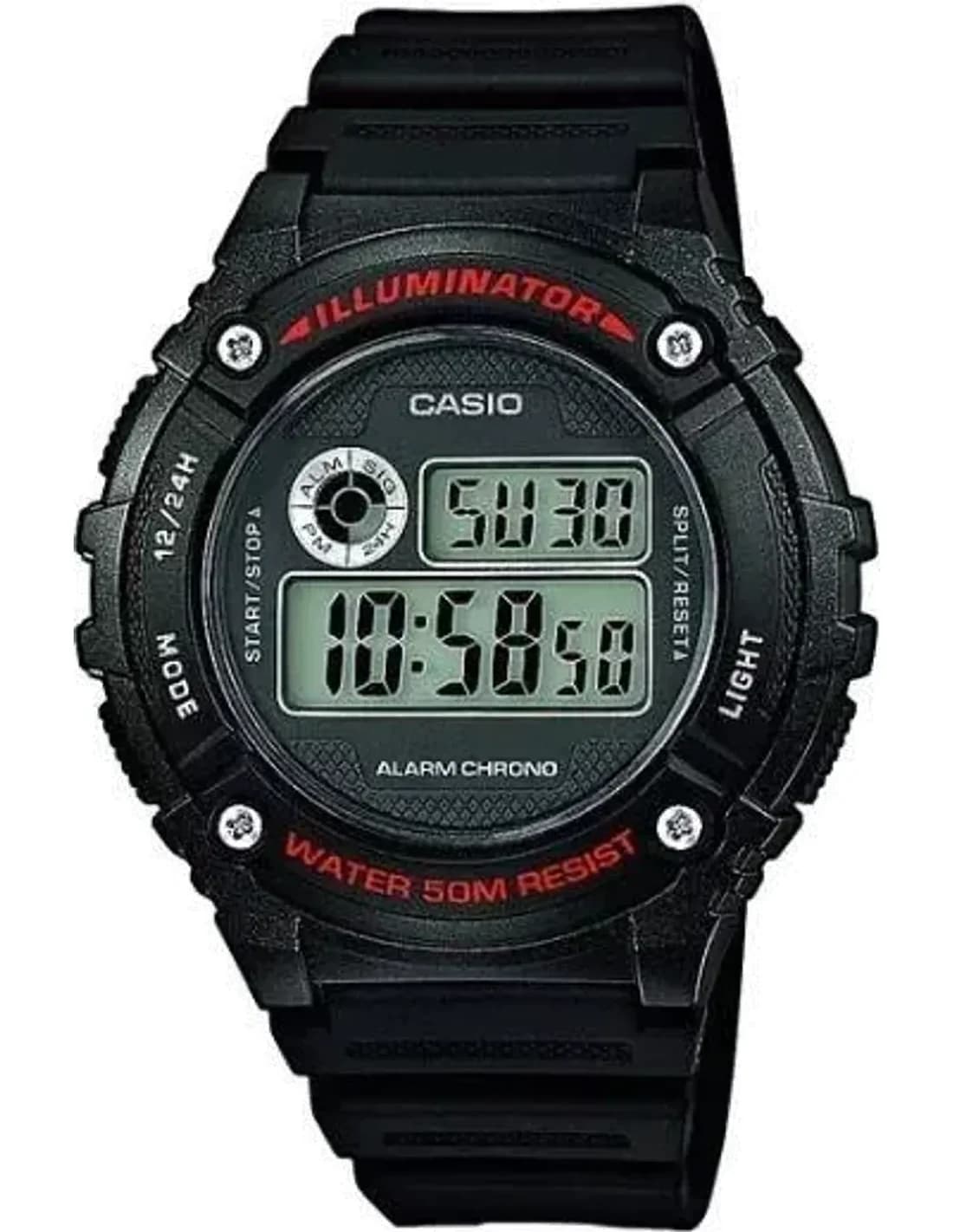 Montre Homme Casio Collection W-216H-1AVEF Bracelet En Résine Noire écran digital