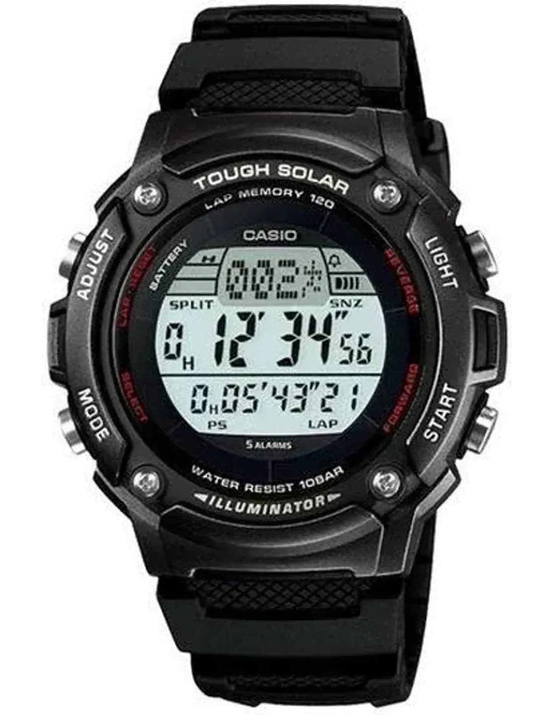 Montre Homme Casio Tough Solar W-S200H-1BVEF résine noire et écran digital