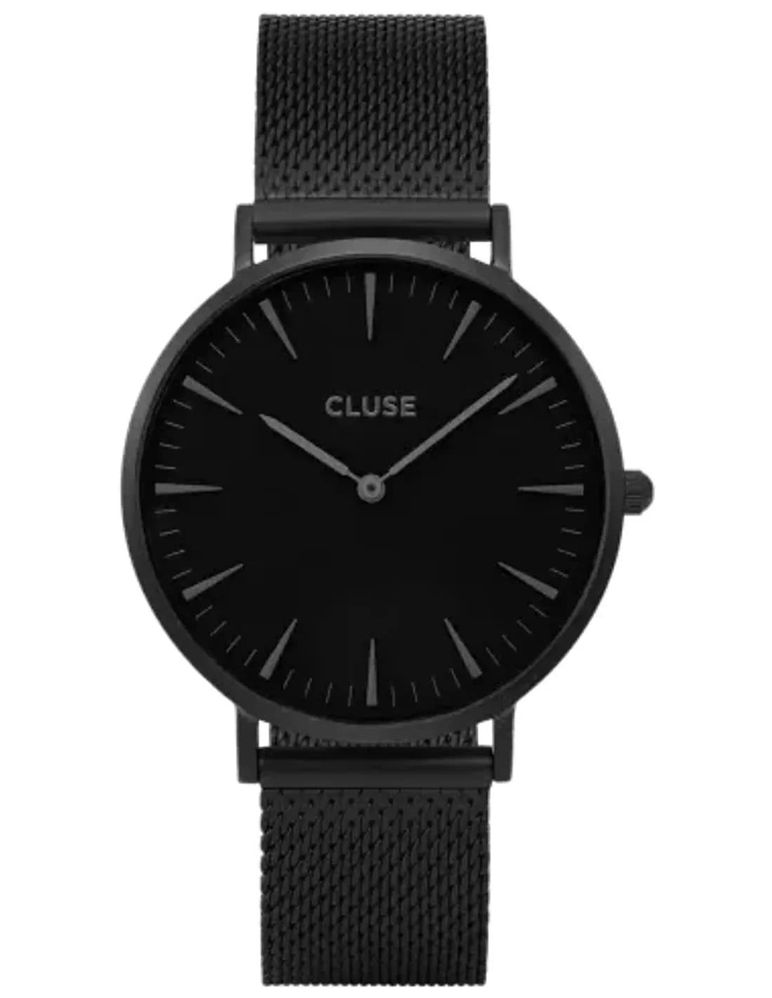 Montre Cluse La Bohème CL18111 Full Black Bracelet en maille milanaise acier noir