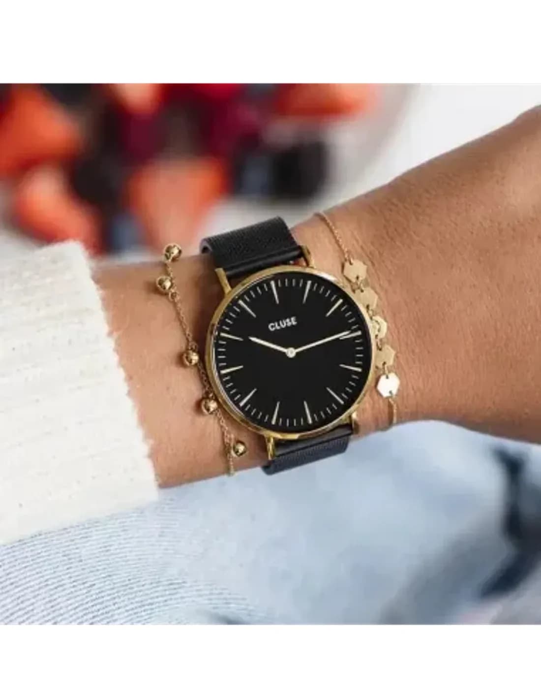 Montre Cluse La Bohème CL18117 Mesh Gold Black/Black Doré