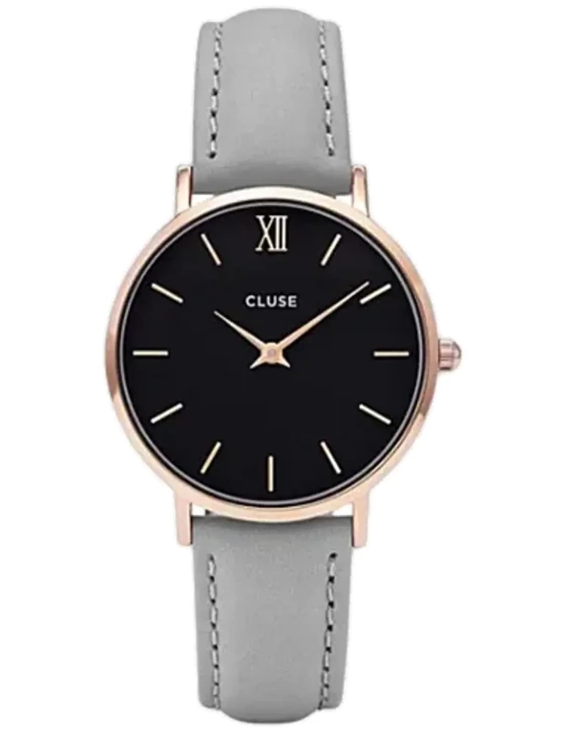 Montre Cluse Minuit CL30018 Ronde bracelet en cuir gris