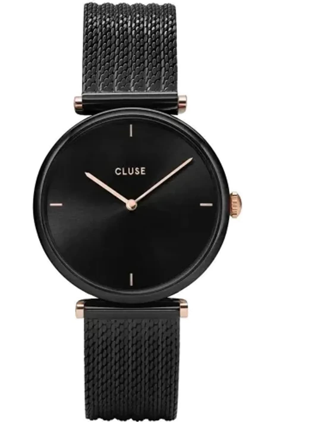 Montre Femme Cluse Triomphe Noir et Or Rose CL61004