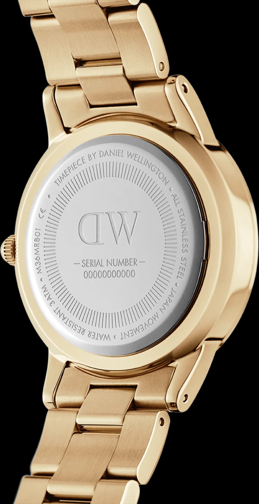 Montre Daniel Wellington DW00100403 femme verso boîtier or