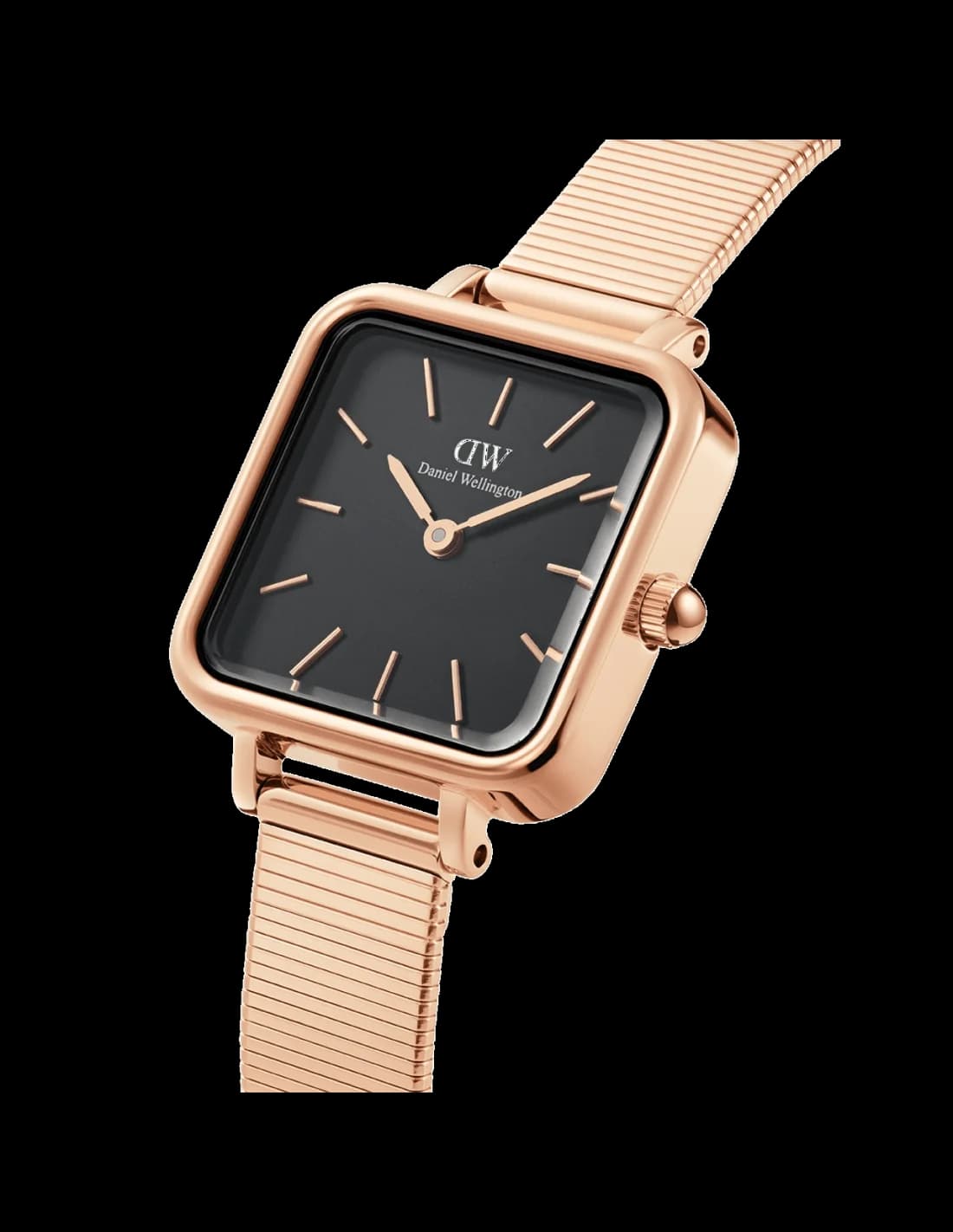 Montre Daniel Wellington DW00100518 Quadro Studio carrée or rose cadran noir vue 2