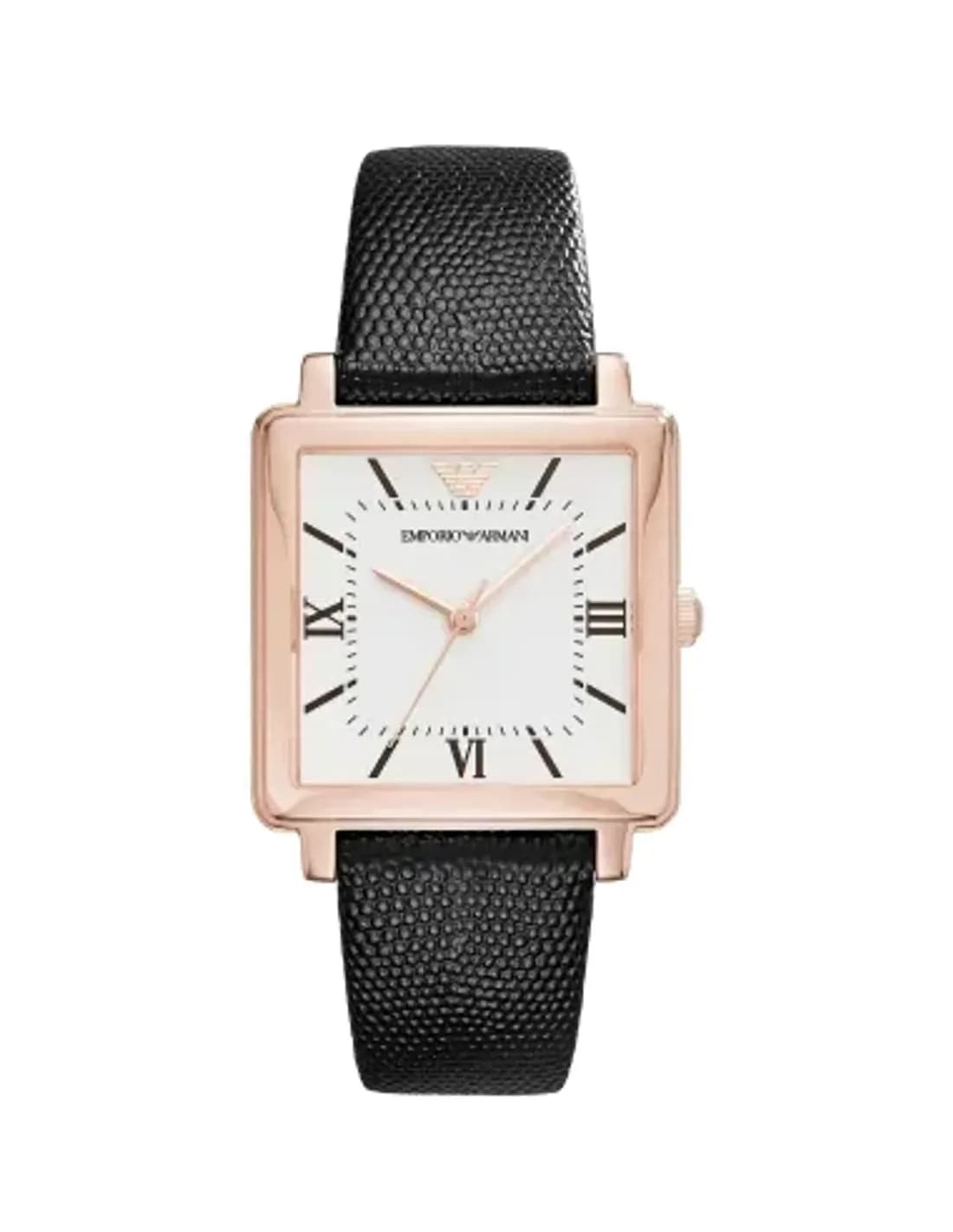 Montre classique carrée femme Emporio Armani Dress bracelet en cuir noir