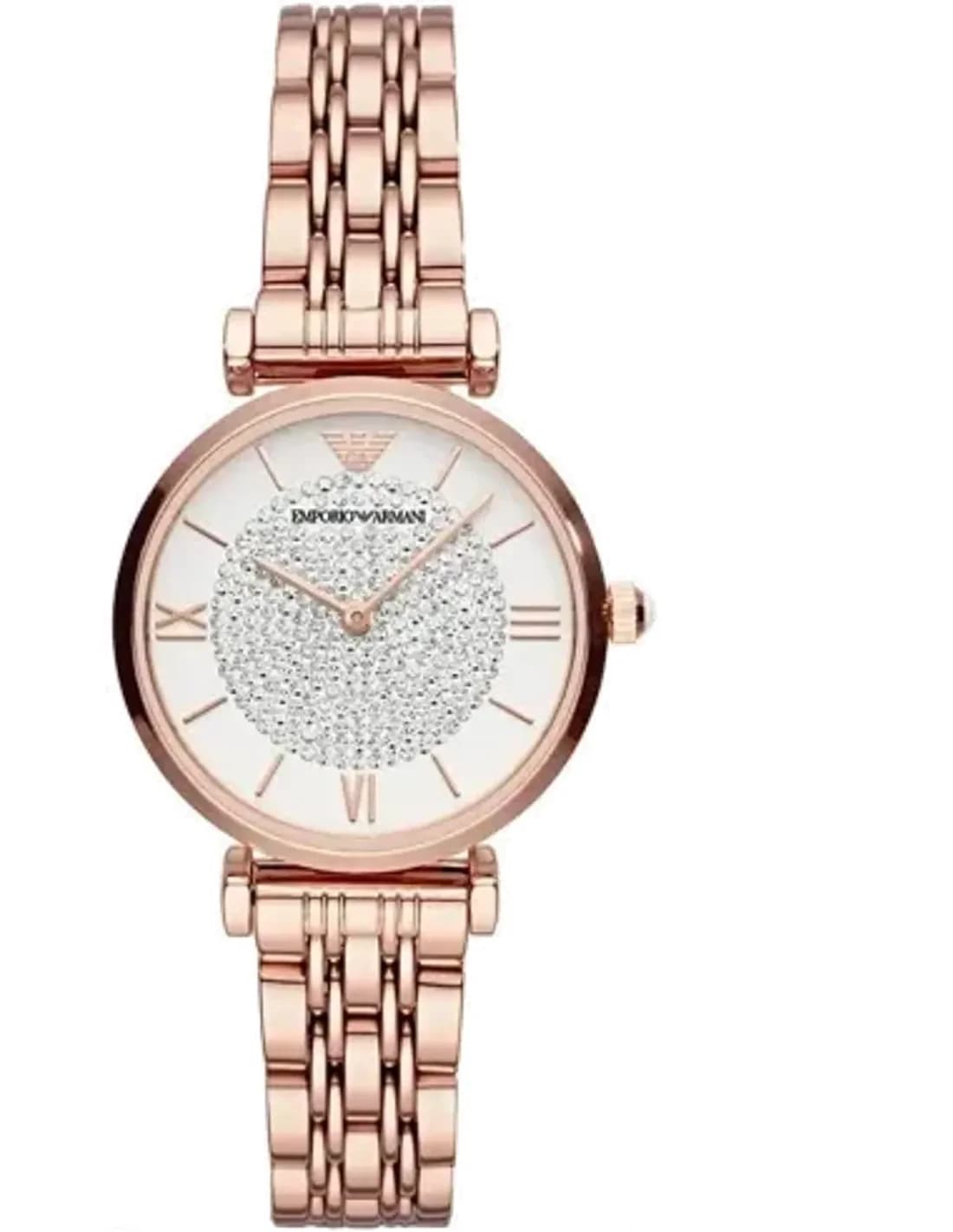 Montre Emporio Armani AR11244 Gianni T-Bar en métal doré rose