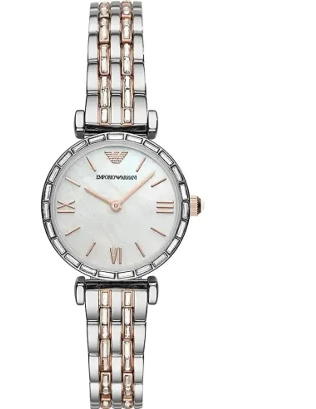 Montre Emporio Armani AR11290 Gianni T-Bar en Acier Rose Gold et Maille Milanaise